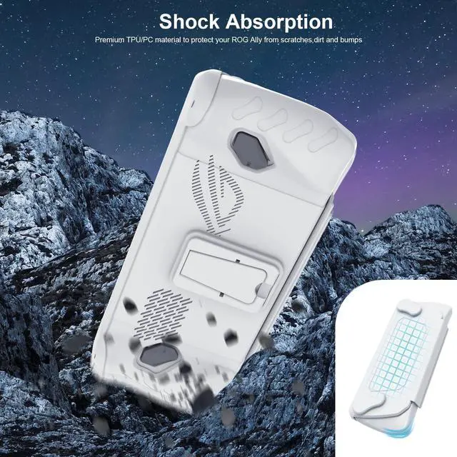Main image of EJGAME Upgraded Full Protective Case with Front Cover and Kickstand Compatible with ASUS ROG Ally 2023, Shock-Absorption, Non-Slip and Anti-Scratch Design Cover Protector (White)