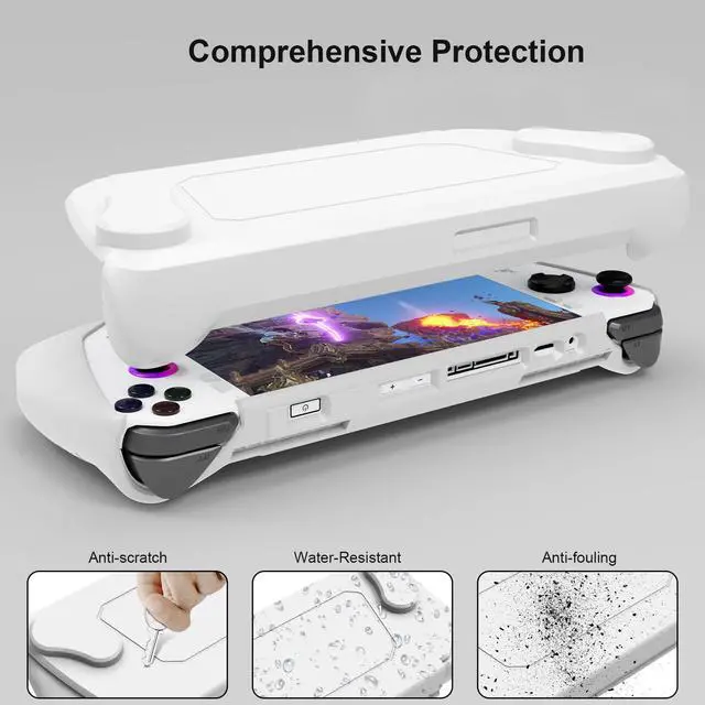 Alt view image 3 of 4 - EJGAME Upgraded Full Protective Case with Front Cover and Kickstand Compatible with ASUS ROG Ally 2023, Shock-Absorption, Non-Slip and Anti-Scratch Design Cover Protector (White)