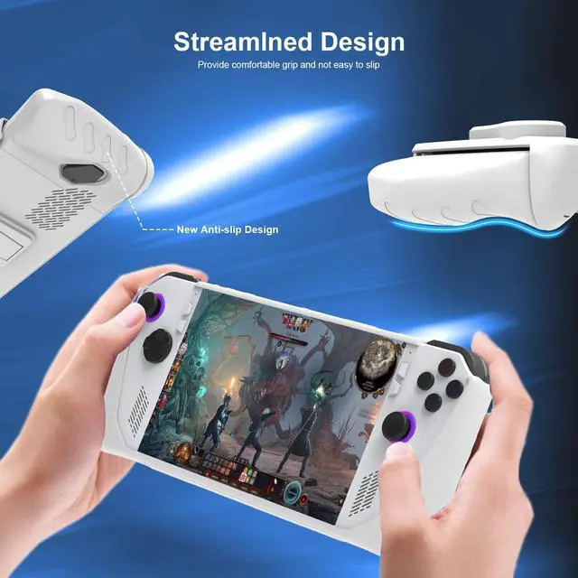 Alt view image 4 of 4 - EJGAME Upgraded Full Protective Case with Front Cover and Kickstand Compatible with ASUS ROG Ally 2023, Shock-Absorption, Non-Slip and Anti-Scratch Design Cover Protector (White)