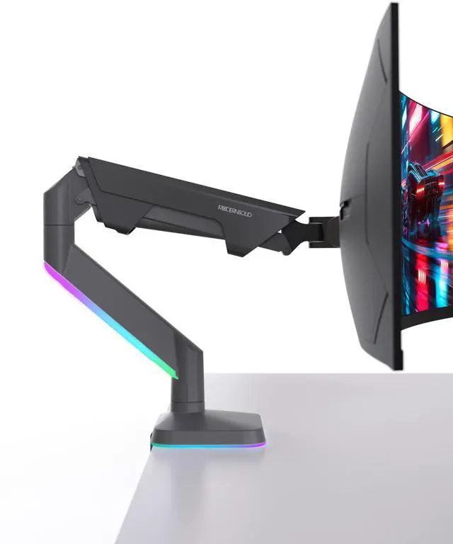 Main image of Modernsolid Heavy Duty Ultrawide Monitor Arm with RGB Lighting & USB Charging, Fits 34 to 49 inch Curved Screens, Supports 14 to 38 lbs, Adjustable Desk Mount, Gaming Setup, Black