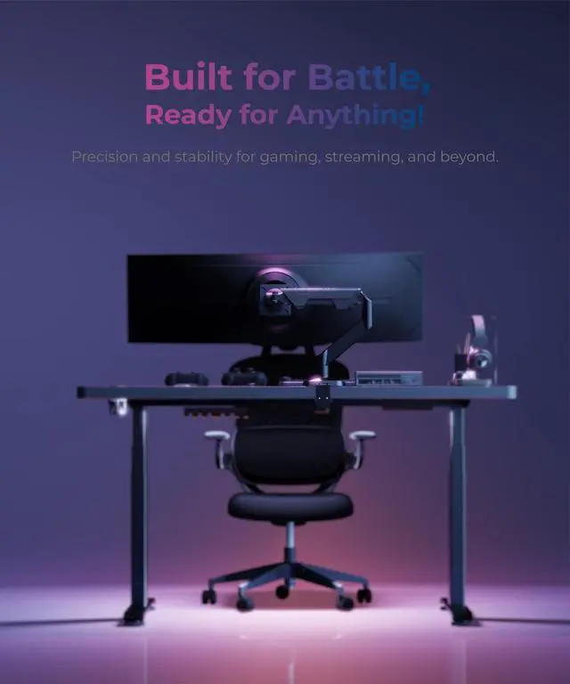 Alt view image 5 of 5 - Modernsolid Heavy Duty Ultrawide Monitor Arm with RGB Lighting & USB Charging, Fits 34 to 49 inch Curved Screens, Supports 14 to 38 lbs, Adjustable Desk Mount, Gaming Setup, Black