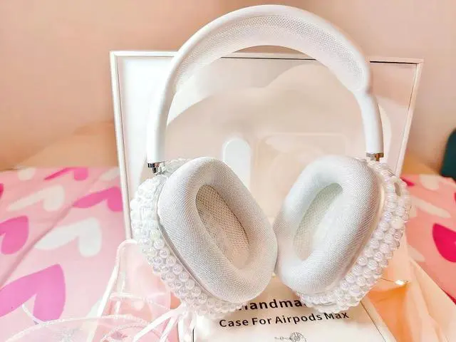 Alt view image 4 of 5 - Case Cover for AirPods Max Pearls, Sparkling Rainbow Pearl Cases for Women, Soft Transparent Cover Install for Apple AirPods Max (Rainbow Pearl white)