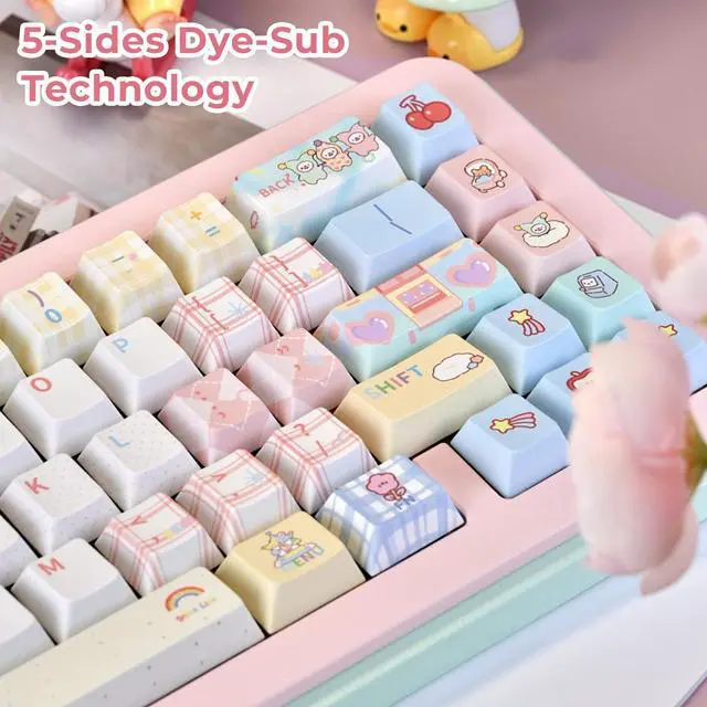 Alt view image 2 of 5 - GMKWTL XVX PBT Keycaps 75 Percent, 157 Keys Cute Dye-Sub Keycap Set, Cherry Profile Keyboard Keycaps with Custom Transparent Key caps Compatible with Most ANSI Layout MX Switches Mechanical Keyboard