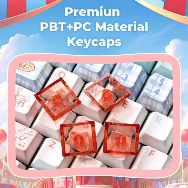 Alt view image 3 of 5 - GMKWTL XVX PBT Keycaps 75 Percent, 157 Keys Cute Dye-Sub Keycap Set, Cherry Profile Keyboard Keycaps with Custom Transparent Key caps Compatible with Most ANSI Layout MX Switches Mechanical Keyboard