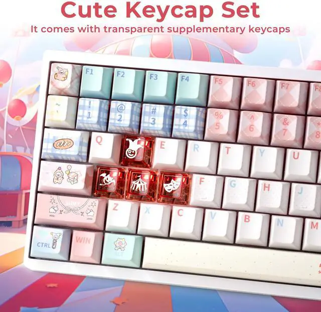 Alt view image 4 of 5 - GMKWTL XVX PBT Keycaps 75 Percent, 157 Keys Cute Dye-Sub Keycap Set, Cherry Profile Keyboard Keycaps with Custom Transparent Key caps Compatible with Most ANSI Layout MX Switches Mechanical Keyboard