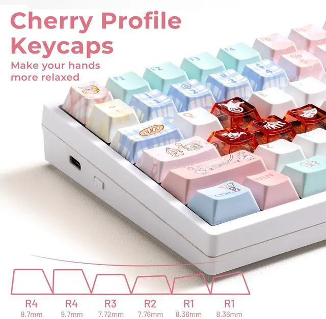 Alt view image 5 of 5 - GMKWTL XVX PBT Keycaps 75 Percent, 157 Keys Cute Dye-Sub Keycap Set, Cherry Profile Keyboard Keycaps with Custom Transparent Key caps Compatible with Most ANSI Layout MX Switches Mechanical Keyboard