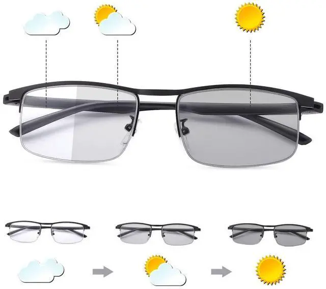 Main image of YIMI Photochromic Sunglasses Blue Light Blocking Glasses for Men and Women Day Night Gaming TV Phones Computer Eyeglasses UV Protection Anti Glare Ultralight Semi Rimless TR90 Frame Eyewear Spectacles