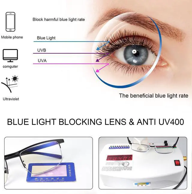 Alt view image 4 of 5 - YIMI Photochromic Sunglasses Blue Light Blocking Glasses for Men and Women Day Night Gaming TV Phones Computer Eyeglasses UV Protection Anti Glare Ultralight Semi Rimless TR90 Frame Eyewear Spectacles