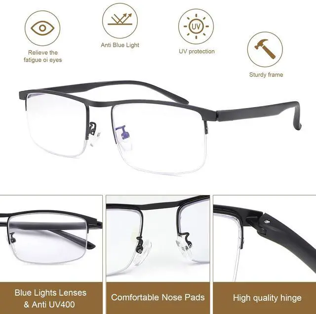Alt view image 5 of 5 - YIMI Photochromic Sunglasses Blue Light Blocking Glasses for Men and Women Day Night Gaming TV Phones Computer Eyeglasses UV Protection Anti Glare Ultralight Semi Rimless TR90 Frame Eyewear Spectacles