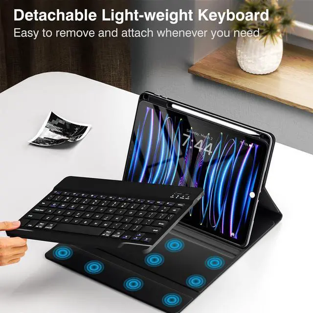 Alt view image 5 of 5 - OYEEICE for iPad Air 11 Inch Case with Keyboard M3/M2 (2025/2024) Detachable Folio Cover with Pencil Holder for iPad Air 11'' 6th & Air 5th 2022 & Air 4th 2020 & iPad Pro 11 4th/3rd/2nd/1st- Black