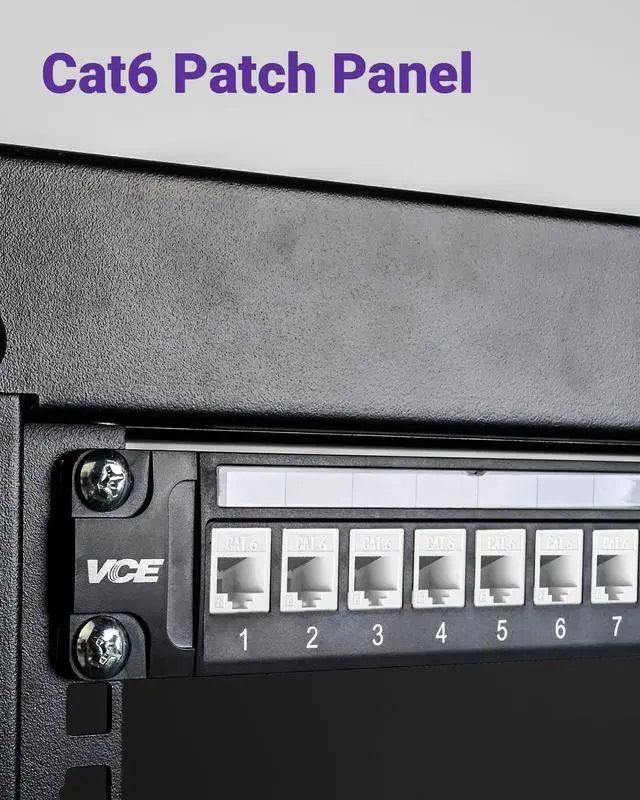 Alt view image 5 of 5 - VCE 24 Port Patch Panel, 1U Blank Cat6 Rackmount Panel for RJ45, HDMI, Coax, Speaker Keystones, 19 inch, 1 Pack