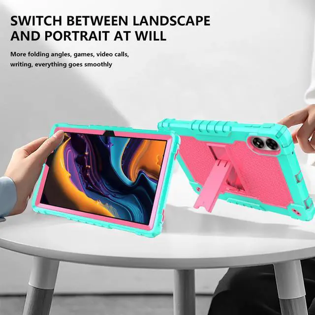 Alt view image 5 of 5 - Doemoil case for UMIDIGI G3 Tab Ultra,UMIDIGI G2 Tab,UMIDIGI G1Tab Case, Built in Stand with Screen Protector for UMIDIGI G3 Tab Ultra,G3 Tab/ G2 Tab/G1 tab 10.1" Tablet (Green/Pink/1 PC)