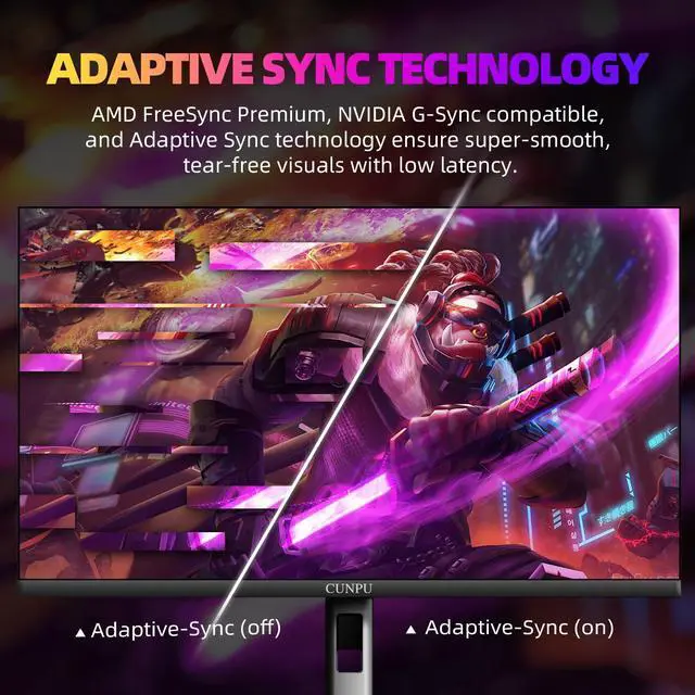 Alt view image 4 of 5 - CUNPU 27 Inch QHD 2560 x 1440 Gaming Monitor, 180Hz (Up to 200Hz),1ms GTG, Fast IPS, DCI-P3 93%, High Brightness 450cd/, G-Sync & FreeSync, Tilt Stand, DP/HDMI, 144Hz 2K Monitor