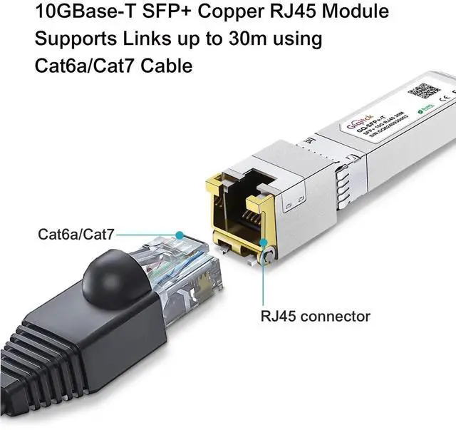 Alt view image 3 of 5 - SFP+ to RJ45 10GBase-T Module, 1.25G/2.5G/5G/10G Copper SFP to Ethernet Networking Transceiver for Cisco SFP-10G-T-S, Ubiquiti UniFi UF-RJ45-10G, Meraki, Supermicro and More, up to 30m,4pcs