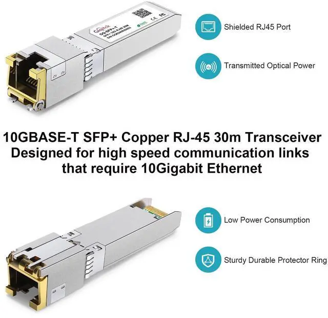 Alt view image 4 of 5 - SFP+ to RJ45 10GBase-T Module, 1.25G/2.5G/5G/10G Copper SFP to Ethernet Networking Transceiver for Cisco SFP-10G-T-S, Ubiquiti UniFi UF-RJ45-10G, Meraki, Supermicro and More, up to 30m,4pcs
