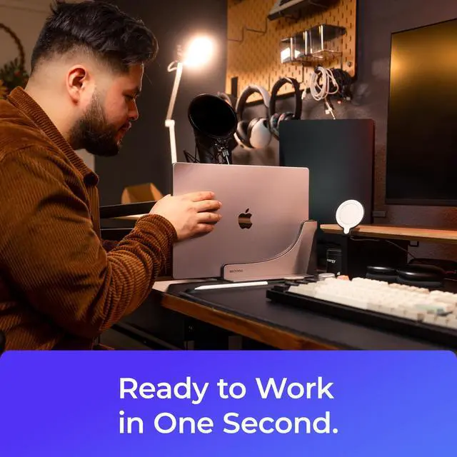 Alt view image 3 of 5 - MacBook Pro Docking Station & Cable Tray Bundle: Docking Station for MacBook Pro 14" (M1,M2,M3 incl. Base/Pro/Max, 2021-2023) & CableCare No Drill Under Desk Cable Management Tray 27.3"