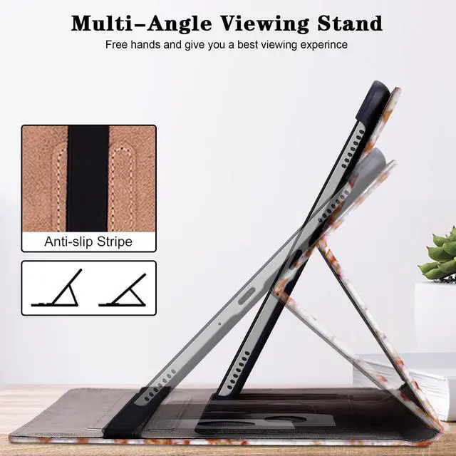 Alt view image 4 of 5 - TUOLISG Compatible with iPad Air 11 Inch Case 7th/6th Generation (M3/M2) 2025/2024, for iPad Air 5th/4th Generation Case 10.9 Inch 2022/2020 with Pencil Holder & Stand & Card Slots - Diamond Peach