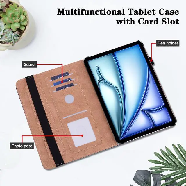 Alt view image 5 of 5 - TUOLISG Compatible with iPad Air 11 Inch Case 7th/6th Generation (M3/M2) 2025/2024, for iPad Air 5th/4th Generation Case 10.9 Inch 2022/2020 with Pencil Holder & Stand & Card Slots - Diamond Peach