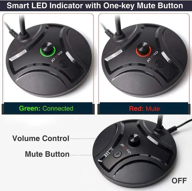 Alt view image 3 of 5 - JOUNIVO USB Computer Microphone JV605 PRO with Mute Button & Volume Knob Compatible with PC Laptop Desktop Mac PS4, Play & Plug Gooseneck Mic Recording for Gaming, Streaming, YouTube, Vocal