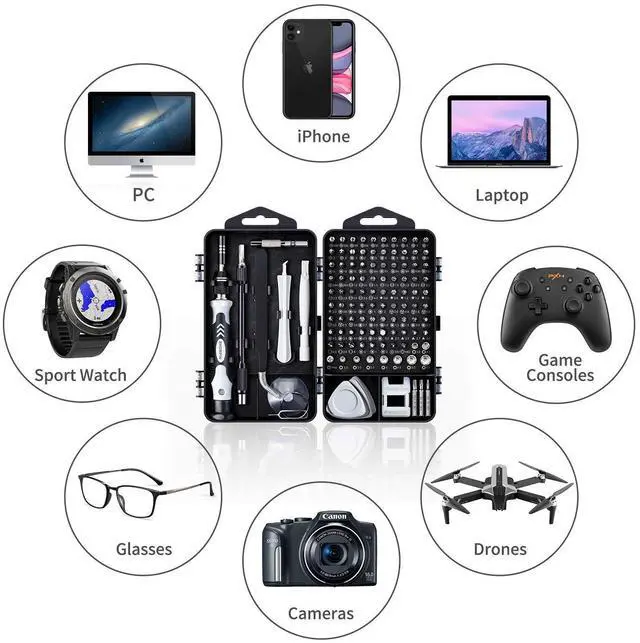 Alt view image 5 of 5 - SHOWPIN 122 in 1 Precision Computer Screwdriver Kit, Laptop Screwdriver Sets with 101 Magnetic Drill Bits and Small Precision Screwdriver Set: 35 IN 1 Mini Magnetic Repair Tool Kit