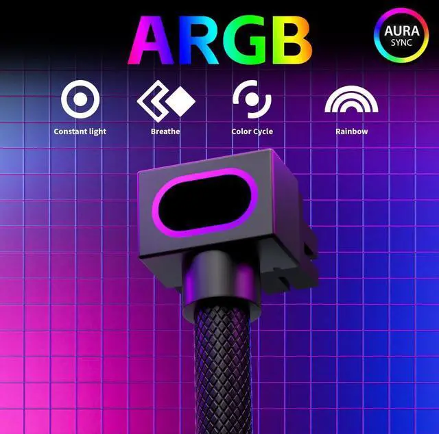 Alt view image 2 of 5 - AIJS 8PIN CPU Extension Cable, ARGB PC Cable with 5V 3Pin,18AWG 90° Right-Angle Design for Cleaner PC Builds,Male-to-Female Connectors Suitable for Various CPU and Power Supply.30CM(Black-CPU-Clip A)