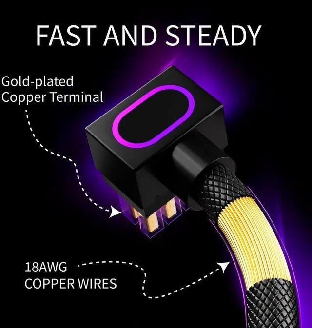 Alt view image 3 of 5 - AIJS 8PIN CPU Extension Cable, ARGB PC Cable with 5V 3Pin,18AWG 90° Right-Angle Design for Cleaner PC Builds,Male-to-Female Connectors Suitable for Various CPU and Power Supply.30CM(Black-CPU-Clip A)