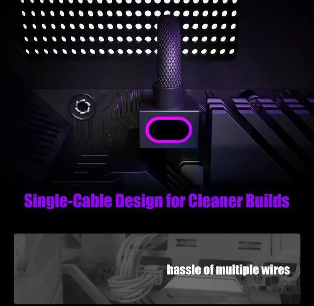 Alt view image 4 of 5 - AIJS 8PIN CPU Extension Cable, ARGB PC Cable with 5V 3Pin,18AWG 90° Right-Angle Design for Cleaner PC Builds,Male-to-Female Connectors Suitable for Various CPU and Power Supply.30CM(Black-CPU-Clip A)