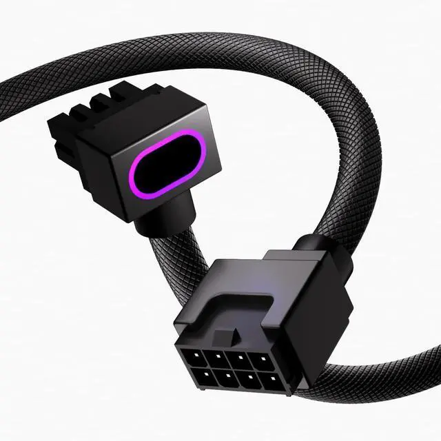 Main image of AIJS 8PIN CPU Extension Cable, ARGB PC Cable with 5V 3Pin,18AWG 90° Right-Angle Design for Cleaner PC Builds,Male-to-Female Connectors Suitable for Various CPU and Power Supply.30CM(Black-CPU-Clip A)