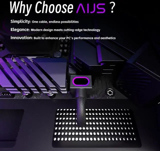 Alt view image 5 of 5 - AIJS 8PIN CPU Extension Cable, ARGB PC Cable with 5V 3Pin,18AWG 90° Right-Angle Design for Cleaner PC Builds,Male-to-Female Connectors Suitable for Various CPU and Power Supply.30CM(Black-CPU-Clip A)