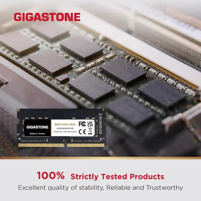 Alt view image 4 of 5 - DDR4 RAM Laptop Only GIGASTONE 8GB DDR4 2666MHz (2400MHz or 2133MHz) PC4-21300 (PC4-19200/17000) CL19 1.2V SODIMM 260 Pin Unbuffered Non ECC High Performance Notebook Memory Upgrade