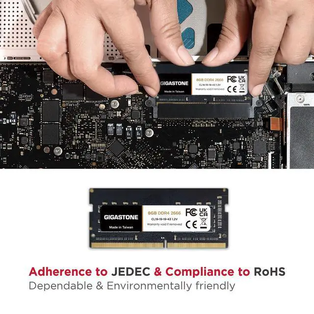 Alt view image 5 of 5 - DDR4 RAM Laptop Only GIGASTONE 8GB DDR4 2666MHz (2400MHz or 2133MHz) PC4-21300 (PC4-19200/17000) CL19 1.2V SODIMM 260 Pin Unbuffered Non ECC High Performance Notebook Memory Upgrade