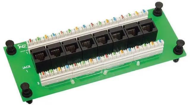 Main image of ICC CAT6 Ethernet Data Module, 8 Ports, UL Listed & PoE++ Rated, High-Performance Network Interface, Quick Push-Pin Mount, Fits 9", 14", and 28" Structured Wiring Enclosures