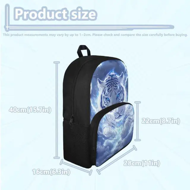 Alt view image 4 of 5 - doginthehole Lightning Tiger School Backpack for Boys 15inch Cool Boys School Backpack with Lunch Bag 4Pcs Lightweight Boys Bookbag Age 8-10 for Elementary School Kids Casual Hiking Daypack