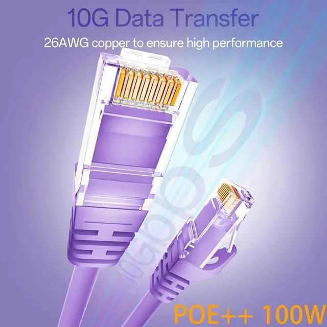 Alt view image 2 of 5 - Cat 6 Ethernet Cable 3FT (24Pack), Cat6 Ethernet Patch Cable 10Gbps, High-Speed UTP Cat6 Network Cable Pure Copper, Cat 6 Cable for Home and Office Network, Purple