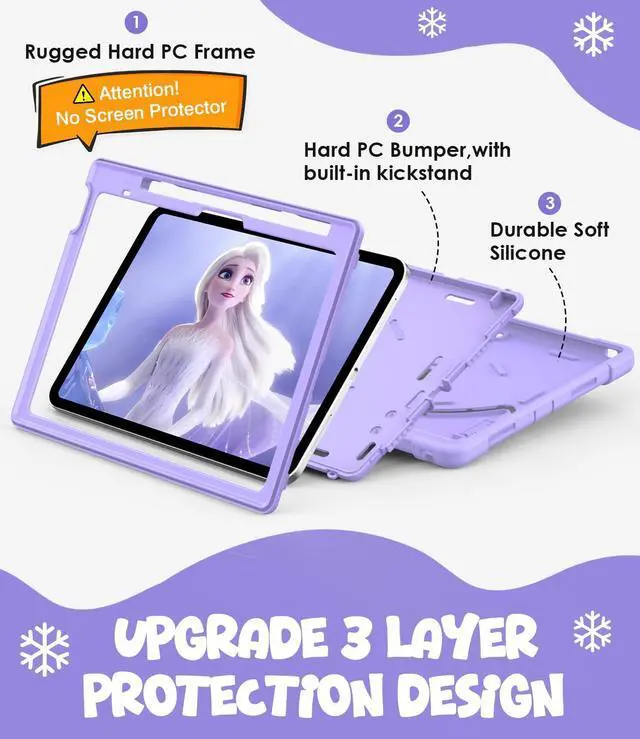 Alt view image 3 of 5 - MARIWIVI Case for iPad (A16) 11th Gen 11 inch 2025/ iPad 10th Generation 10.9 inch 2022 with Pencil Holder/Kickstand, Kid Friendly Shockproof Protective Cover for iPad 11th/ 10th Gen (Light Purple)