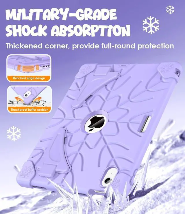 Alt view image 4 of 5 - MARIWIVI Case for iPad (A16) 11th Gen 11 inch 2025/ iPad 10th Generation 10.9 inch 2022 with Pencil Holder/Kickstand, Kid Friendly Shockproof Protective Cover for iPad 11th/ 10th Gen (Light Purple)