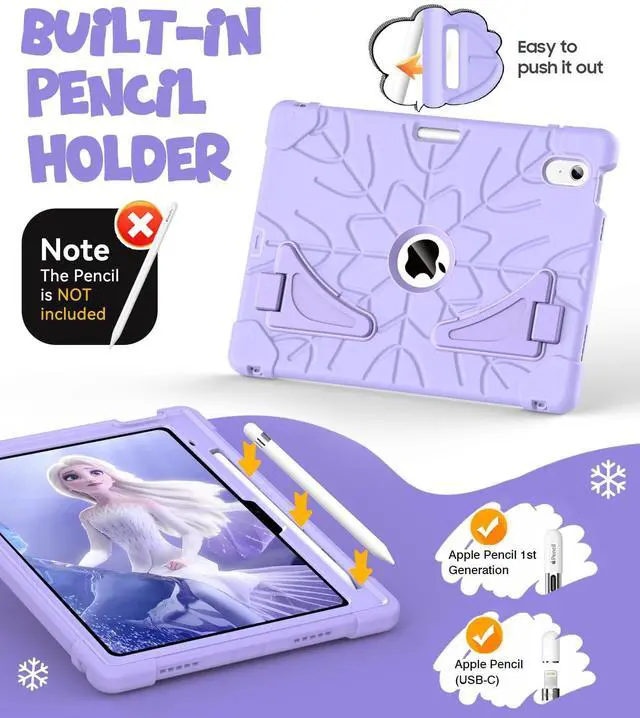 Alt view image 5 of 5 - MARIWIVI Case for iPad (A16) 11th Gen 11 inch 2025/ iPad 10th Generation 10.9 inch 2022 with Pencil Holder/Kickstand, Kid Friendly Shockproof Protective Cover for iPad 11th/ 10th Gen (Light Purple)