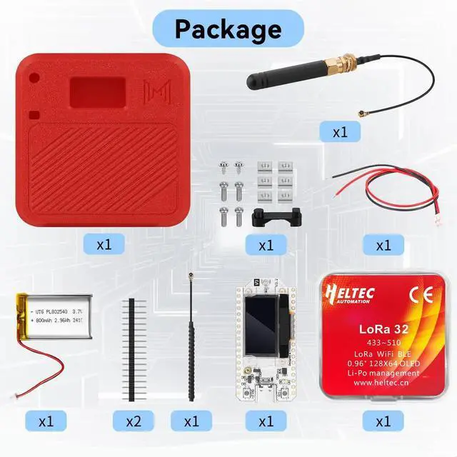 Alt view image 2 of 5 - Heltec WiFi LoRa 32 Development Board with 3000mAh Battery Meshtastic LoRaWAN Compatible ESP32-S3 SX1262 Chip OLED Display Type-C USB IoT Smart Home Wireless Projects Plastic Case Included (N32 Red)