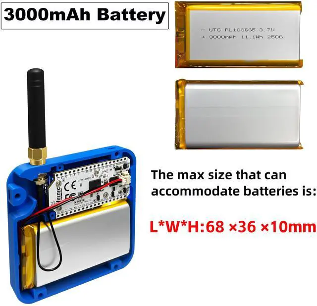 Alt view image 3 of 5 - Heltec WiFi LoRa 32 Development Board with 3000mAh Battery Meshtastic LoRaWAN Compatible ESP32-S3 SX1262 Chip OLED Display Type-C USB IoT Smart Home Wireless Projects Plastic Case Included (N32 Red)