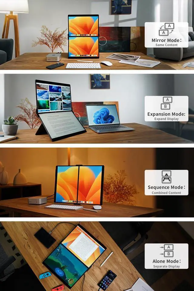 Alt view image 5 of 5 - EHOMEWEI X2 Air, Touch Dual Screen with Stylus,14.2 Inch 2.8K IPS Display, 90Hz Dual Screen, Black, 400 Nit Brightness, 100% sRGB, for Office Working (Dual Screen Touch, 14.2")