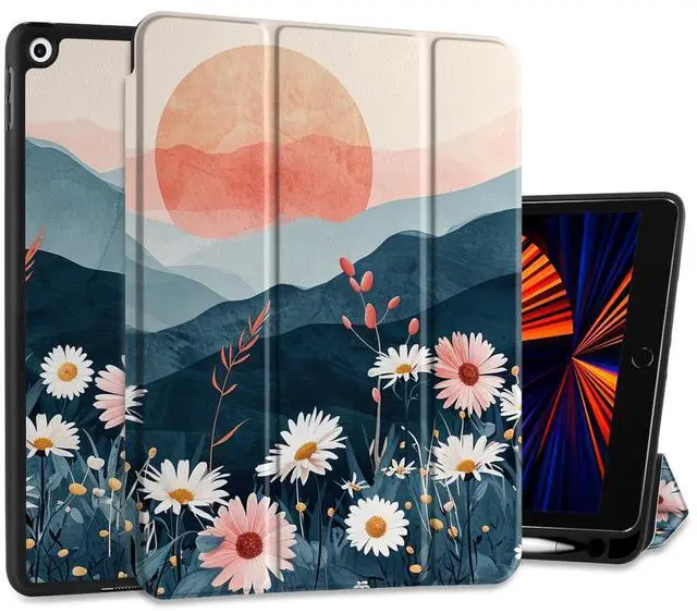 Main image of DONGKE Case Compatible with iPad 10.2 Inch 2021 2020 2019 iPad 9th/8th/7th Generation with Pencil Holder, Slim Stand Protective Case with Soft TPU Back, Auto Sleep/Wake Cover, Daisie