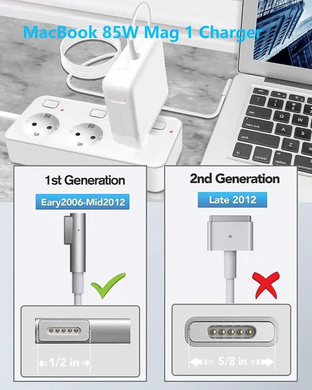 Alt view image 3 of 5 - 85W Mac Book Pro Charger, Mag 1 Power Adapter, Compatible with Mac Book Pro 13 inch-15 inch Retina (Before mid 2012 Models)