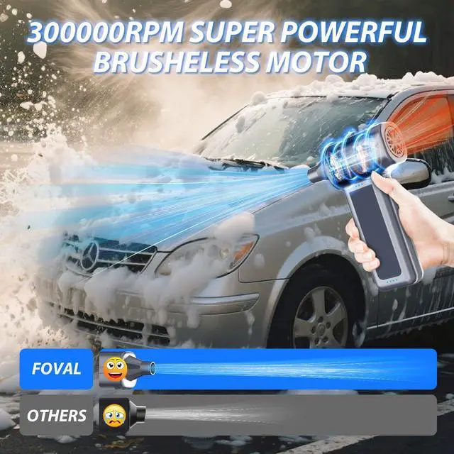 Alt view image 2 of 5 - Compressed Air Duster, 300000RPM Super Power Electric Air Duster, Cordless Mini Dust Blower Stepless Wind Speed Adjustable Canned Air for Computer, Keyboard, Outdoor, House and Car