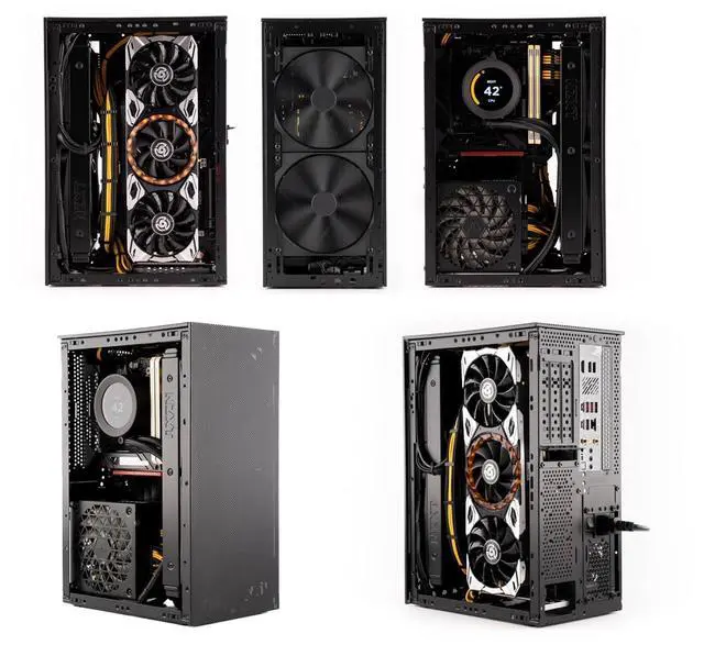 Alt view image 2 of 5 - SSUPD Meshroom S V2 Mini-ITX Gaming PC Case (SFF), Full Mesh Panel with PCIE 5.0 Riser Cable, Compatible ATX MB/RX9070/5090/280mm AIO, USB Type-C (Black Variant B)