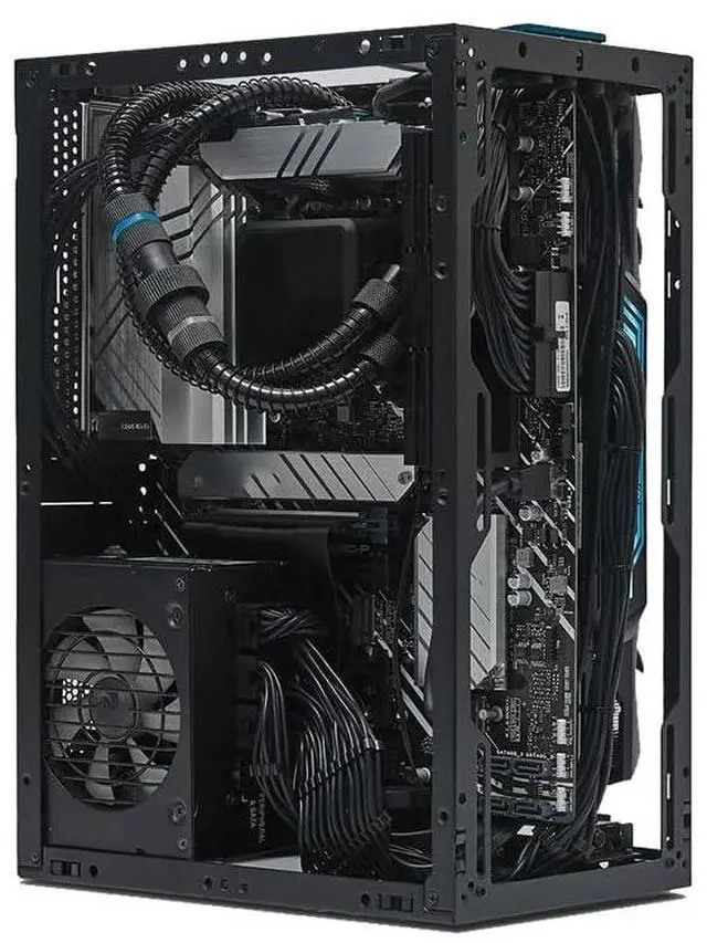 Alt view image 5 of 5 - SSUPD Meshroom S V2 Mini-ITX Gaming PC Case (SFF), Full Mesh Panel with PCIE 5.0 Riser Cable, Compatible ATX MB/RX9070/5090/280mm AIO, USB Type-C (Black Variant B)
