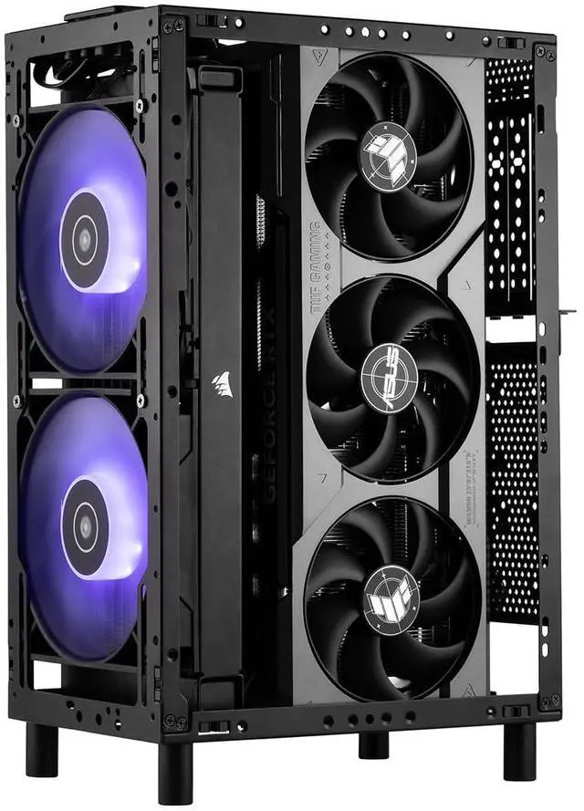 Alt view image 3 of 5 - SSUPD Meshroom S V2 Mini-ITX Gaming PC Case (SFF), Full Mesh Panel with PCIE 5.0 Riser Cable, Compatible ATX MB/RX9070/5090/280mm AIO, USB Type-C (Black Variant B)