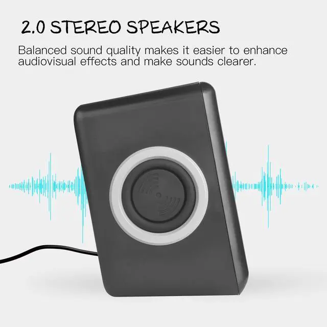 Alt view image 2 of 5 - RECCAZR Computer Speakers with Surround Sound 2.0CH USB Wired Powered Multimedia Speaker for Desktop/TV/PC/Laptops/Smart Phone Built-in Four Loudspeaker Diaphragm (Gray)