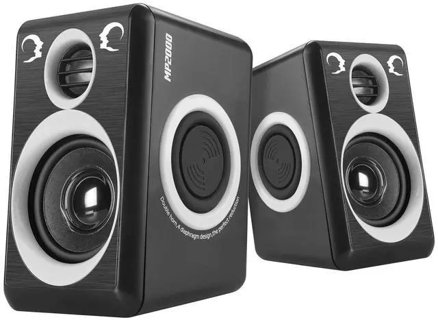 Main image of RECCAZR Computer Speakers with Surround Sound 2.0CH USB Wired Powered Multimedia Speaker for Desktop/TV/PC/Laptops/Smart Phone Built-in Four Loudspeaker Diaphragm (Gray)