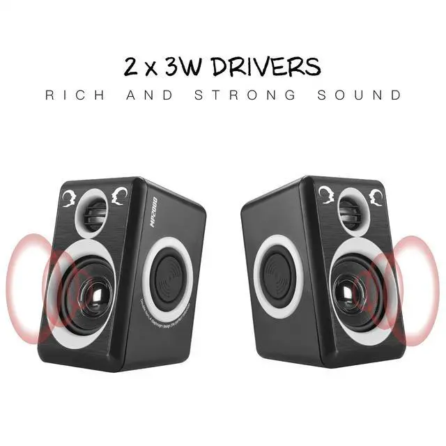 Alt view image 4 of 5 - RECCAZR Computer Speakers with Surround Sound 2.0CH USB Wired Powered Multimedia Speaker for Desktop/TV/PC/Laptops/Smart Phone Built-in Four Loudspeaker Diaphragm (Gray)