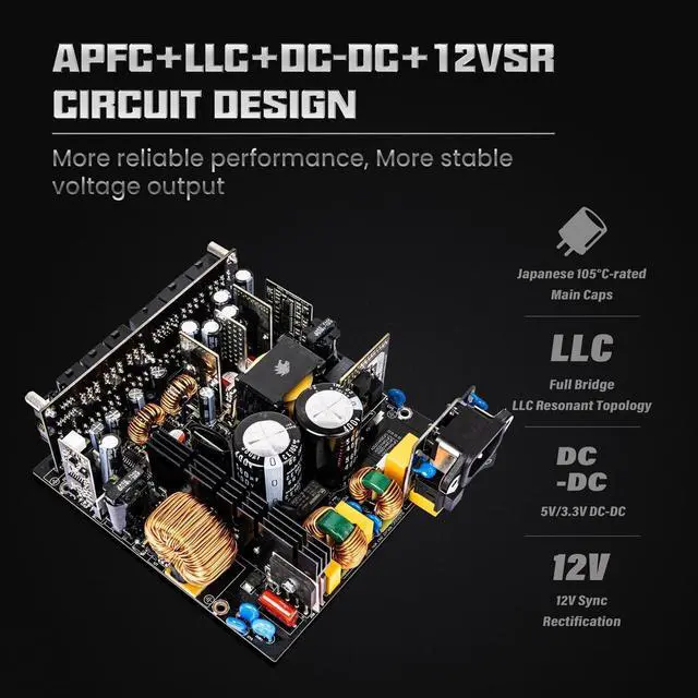 Alt view image 5 of 5 - GAMEMAX 1300W Power Supply, ATX 3.0 & PCIE 5.0 Ready, 80+ Platinum Certified, Addressable RGB with 5V Motherboard Sync, 100% Japanese Capacitors, Fully Modular, RGB-1300-White